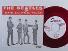 Rock 45 BEATLES She Loves You SWAN red translucent vinyl picture sleeve b
