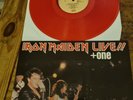 IRON MAIDEN -LIVE + ONE- AWESOME RARE PRESS LP RED VINYL