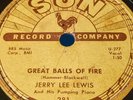 Sun Label 78 RPM Jerry Lee Lewis Great Balls Of Fire/ You Win Again 281