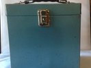 Vintage 45's Blue Metal Record Case with 30 Records No Key