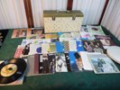 61pc-Vintage 45 RPM Vinyl Records w/Decorative Handled Locking Carrying Case