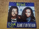 HAND SIGNED EXCELLENT ROB PILATUS SLEEVE 1980s Milli Vanilli Blame It On Rain 45