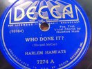 78RPM Decca 7274 Harlem Hamfats - Who Done It? / She's Trickin' Me, V to V+ to V