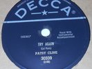 Decca 30339 Patsy Cline Try Again / Today, Tomorrow And Forever 78 RPM E+ E+