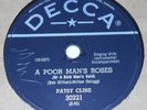 Decca 30221 Patsy Cline A Poor Man's Roses / Walkin' After Midnight 78 RPM E+ E+