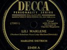 MARLENE DIETRICH: LILI MARLENE - RARE 78rpm Record (Marleen, Marlen) Schellack