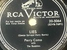 Perry Como - Don't Let The Stars Get In Your Eyes / Lies - RCA Victor Record
