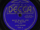ALICE MOORE: blue black and evil blues / tomorrow blues DECCA Single 78 RPM