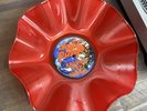Record Bowl - Upcycled and Repurposed RED Bowl - Daft Punk Around The World