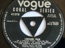 The Johnny Burnette Trio 'Lonesome Train/Honey Hush' UK Vogue 45 rpm 1956