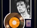 DAVID BOWIE REBEL REBEL GOLD RECORD W- PRINTED SIGNED AUTOGRAPH RARE