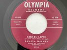Mod Exotica Popcorn 45 SANDRA WARNER Comes Love/Willow Weep For Me Exotica Girl