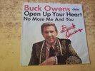 AUTOGRAPHED EXCELLENT SLEEVE 1960s BUCK OWENS Open Up Your Heart / No More  45