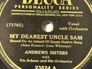 Andrews Sisters DECCA 78 - Dearest Uncle Sam (Native Guam) / Lullaby of Broadway