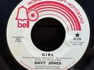 Davy Jones -Girl/Take My Love -Promo Rare Pop Rock Monkees 1971 Bell VG++