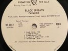 BLACK SABBATH PARANOID WLP “LUKE’S WALL” WHITE LABEL PROMO WS 1887 RARE