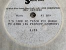 Acetate DJ WLP Promo 45 New Seekers I'd Like To Teach The World To Sing