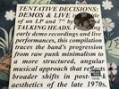 TALKING HEADS Tentative Decisions: Demos & Live + 7” RSD 2025 Black Friday Clear