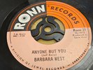 Barbara West, Anyone But You, You're No Good, 1968, Ronn Records, Ronn 27,US,