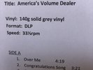 Corrosion Of Conformity Americas Volume Dealer 2016 Test Press White Label Vinyl