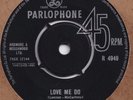 THE BEATLES*LOVE ME DO*BEAT MUSIC*PARLOPHONE*NO RINGO ON DRUMS*HEAR BOTH