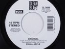 Rock 45 FIONA APPLE Criminal WORK/CLEAN SLATE with jukebox tag q